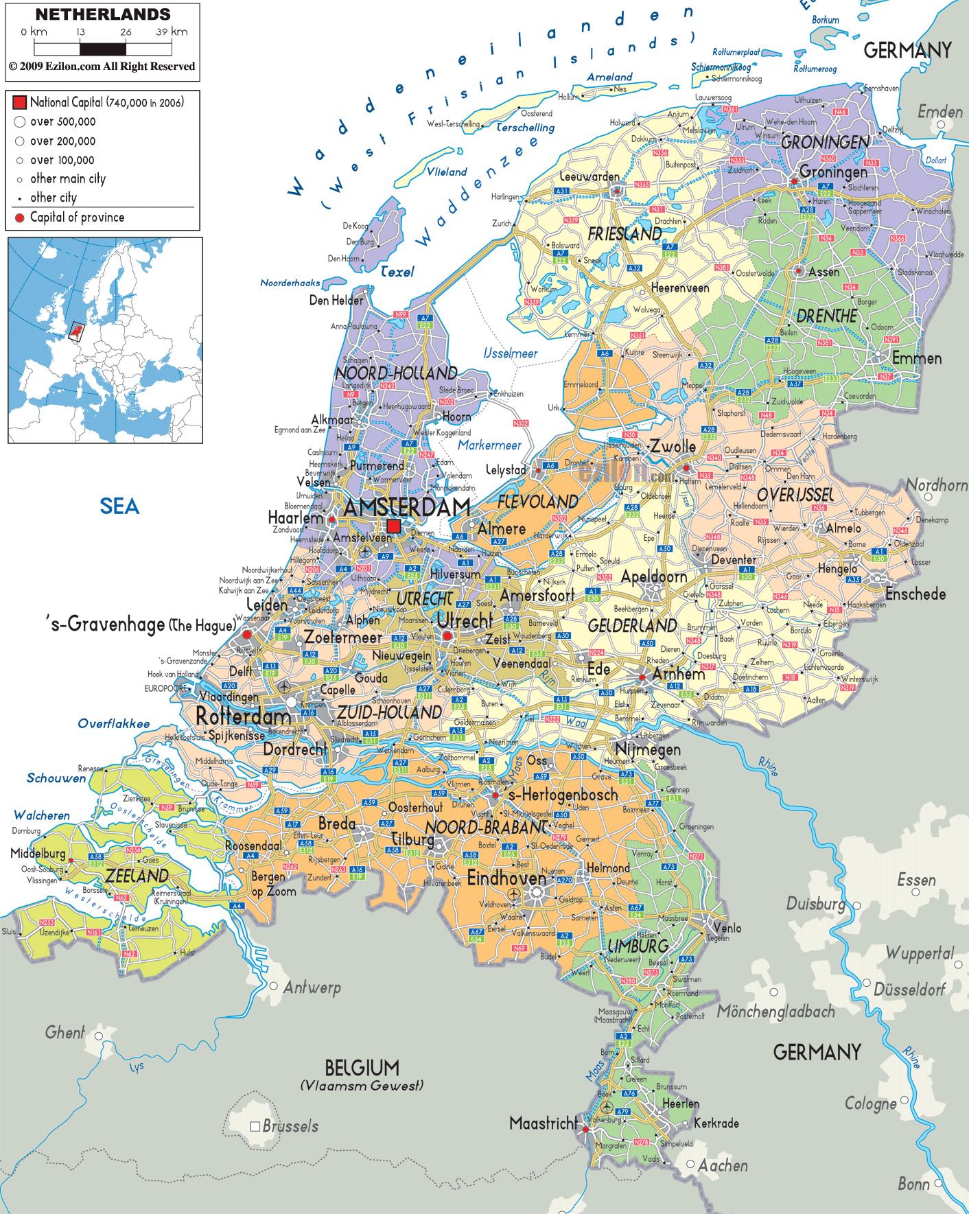 holandija mapa Holandija mapu   mapa Puteva Holandije (Zapadne Europe   Evropi) holandija mapa