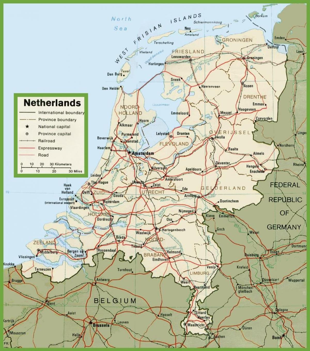 holandija mapa Holandija mapa puteva   mapa Puteva u Holandiji (Zapadne Europe  holandija mapa